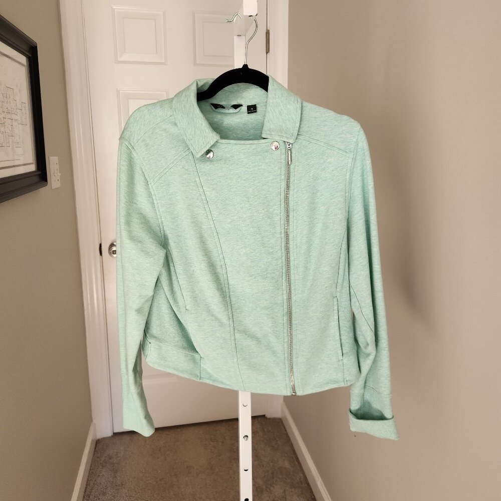 H by Halston Mint Green Moto Jacket Size 16